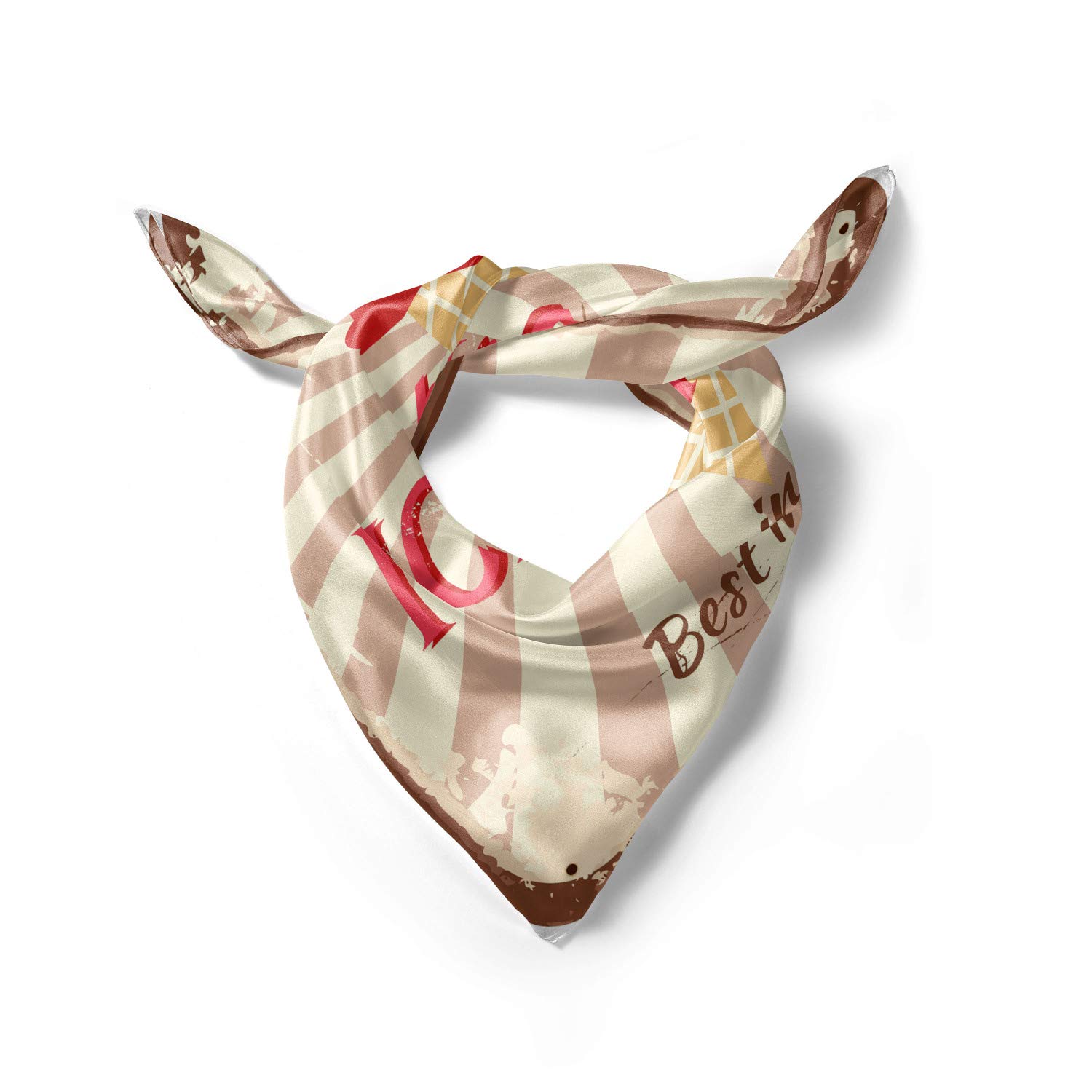 Ambesonne Ice Cream Hair Scarf - Soft Cotton Head Wrap for Women, Homemade Ice Cream Print - Perfect for Beach, Summer, and Casual Outfits