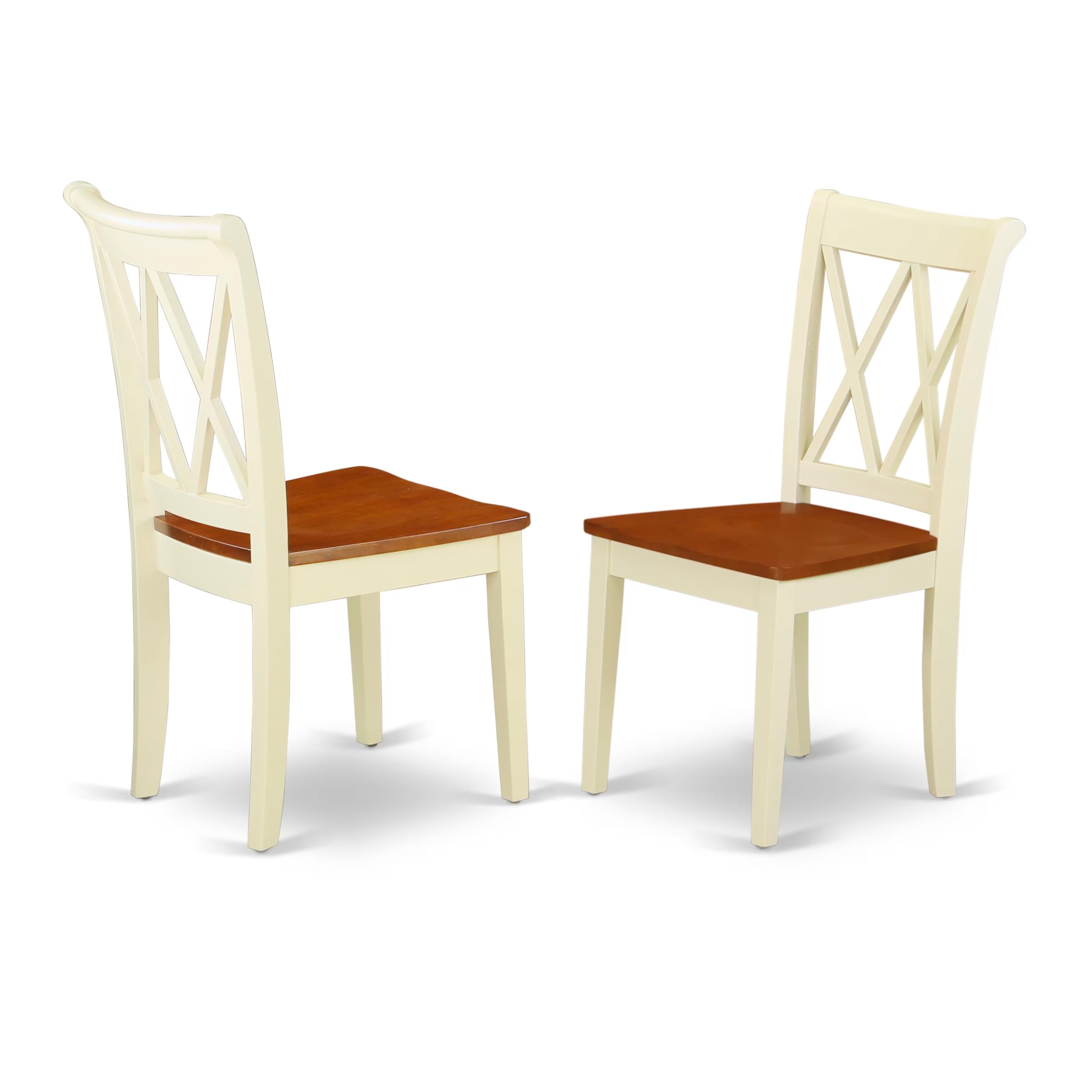 East West Furniture 3 Piece Dining Room Table Set - 36x54 Inch Rectangle Kitchen Table with Drop Leaf & 2 Chairs, Buttermilk & Cherry Finish - Perfect for Small Spaces, Breakfast Nooks & Apartment Dining