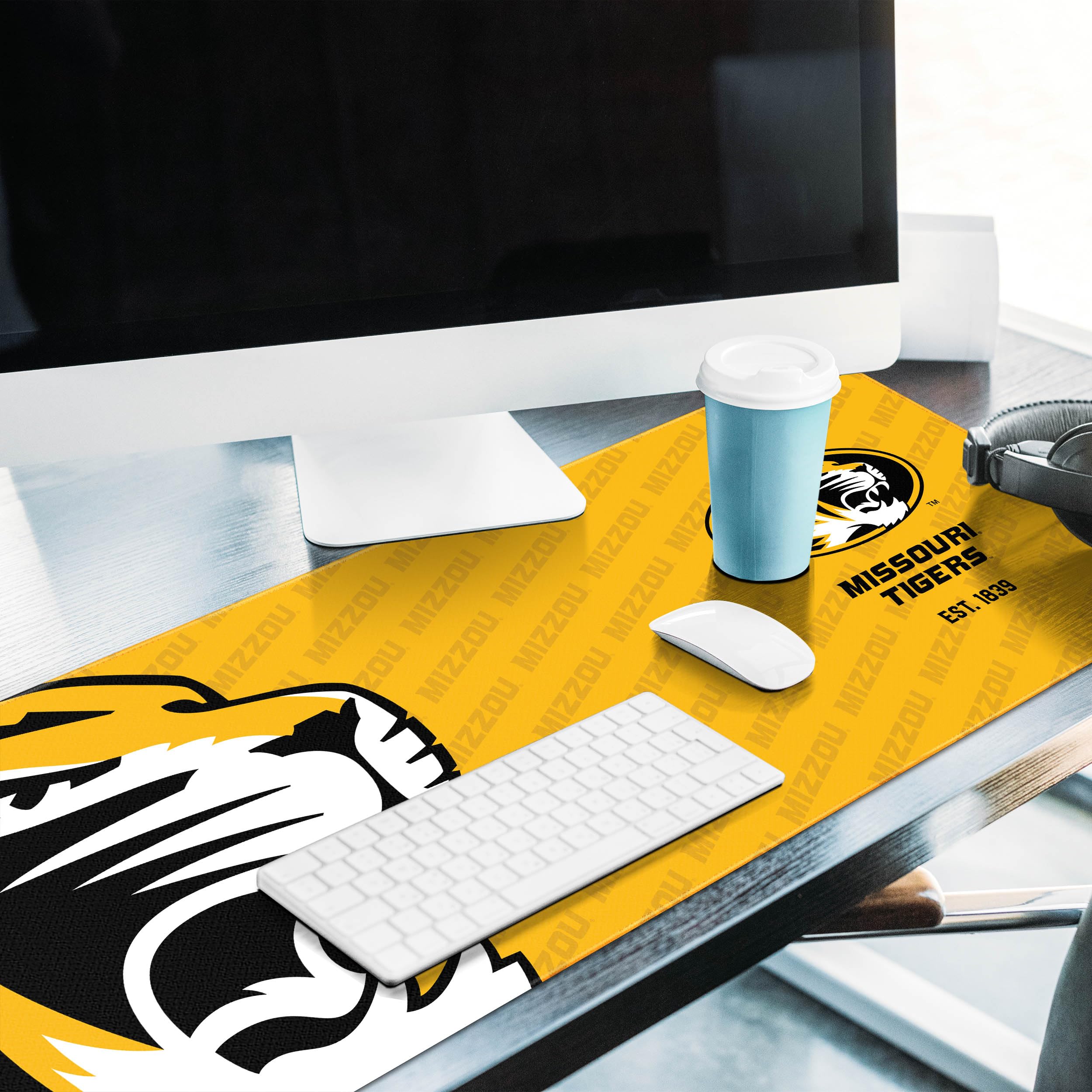 YouTheFan NCAA Missouri Tigers Logo Series Desk Pad - Non-Slip Mouse Pad for Office, Gaming & Home Use - Officially Licensed SMU Mustangs Merchandise