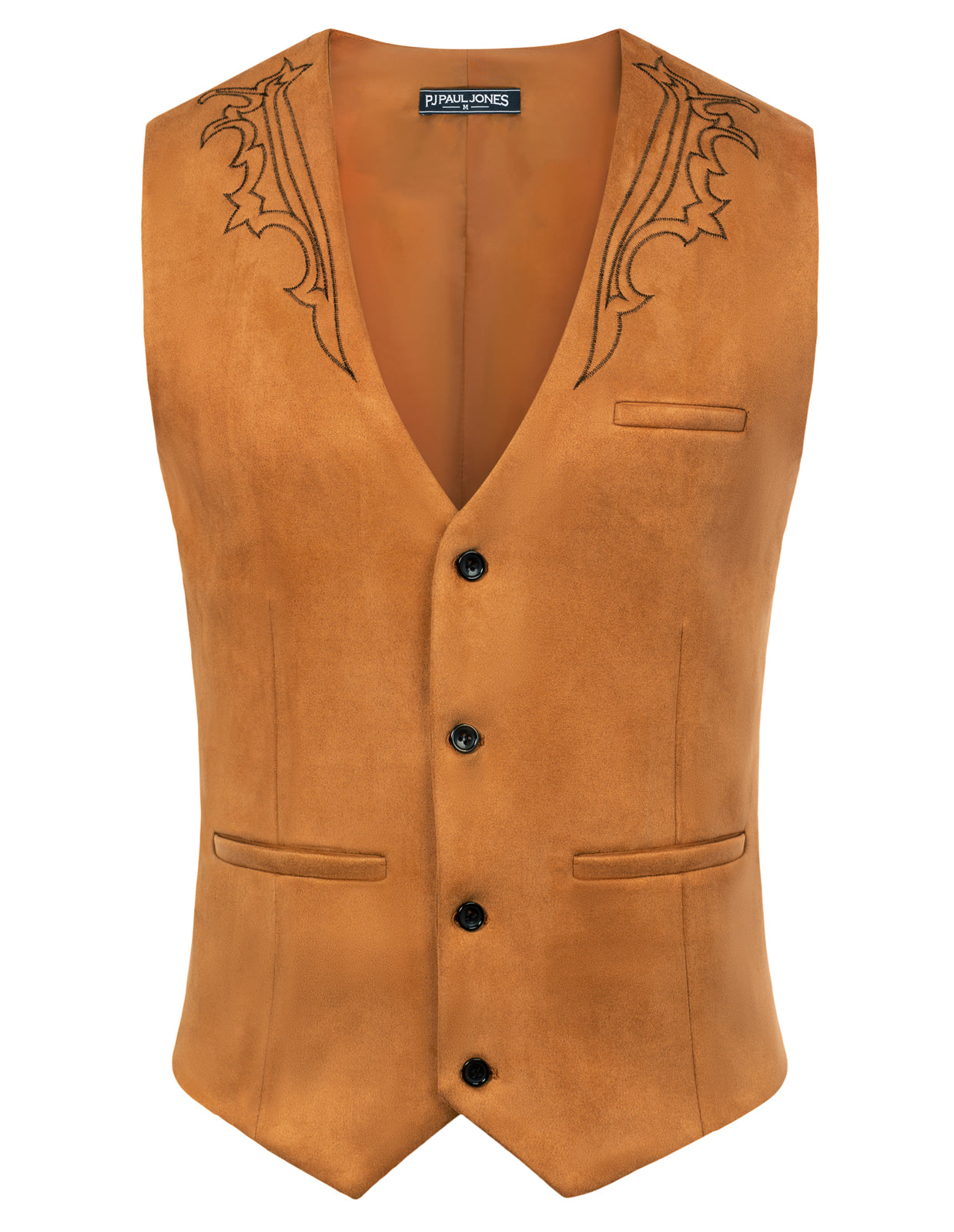 Men's Slim Fit Suede Leather Vest with Embroidery - Western Style Waistcoat for Casual Wear & Cowboy Costume