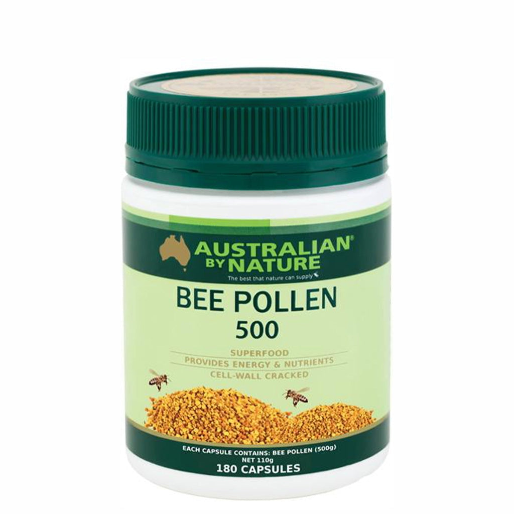 Australian By Nature Bee Pollen 500mg Capsules - Natural Energy Booster & Immune Support Supplement for Daily Wellness & Vitality - Perfect for Athletes, Busy Professionals & Health-Conscious Individuals