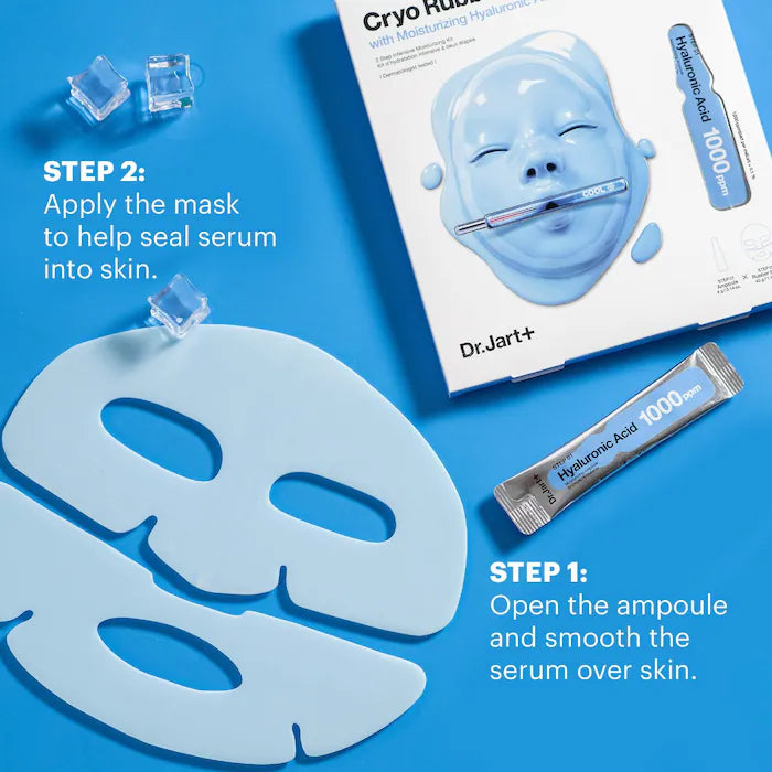 Dr. Jart+ Cryo Rubber™ Hydrating Hyaluronic Acid Face Mask - Deep Moisturizing for Dry Skin, Anti-Aging & Skin Repair - Perfect for Spa Nights & Self-Care Routines