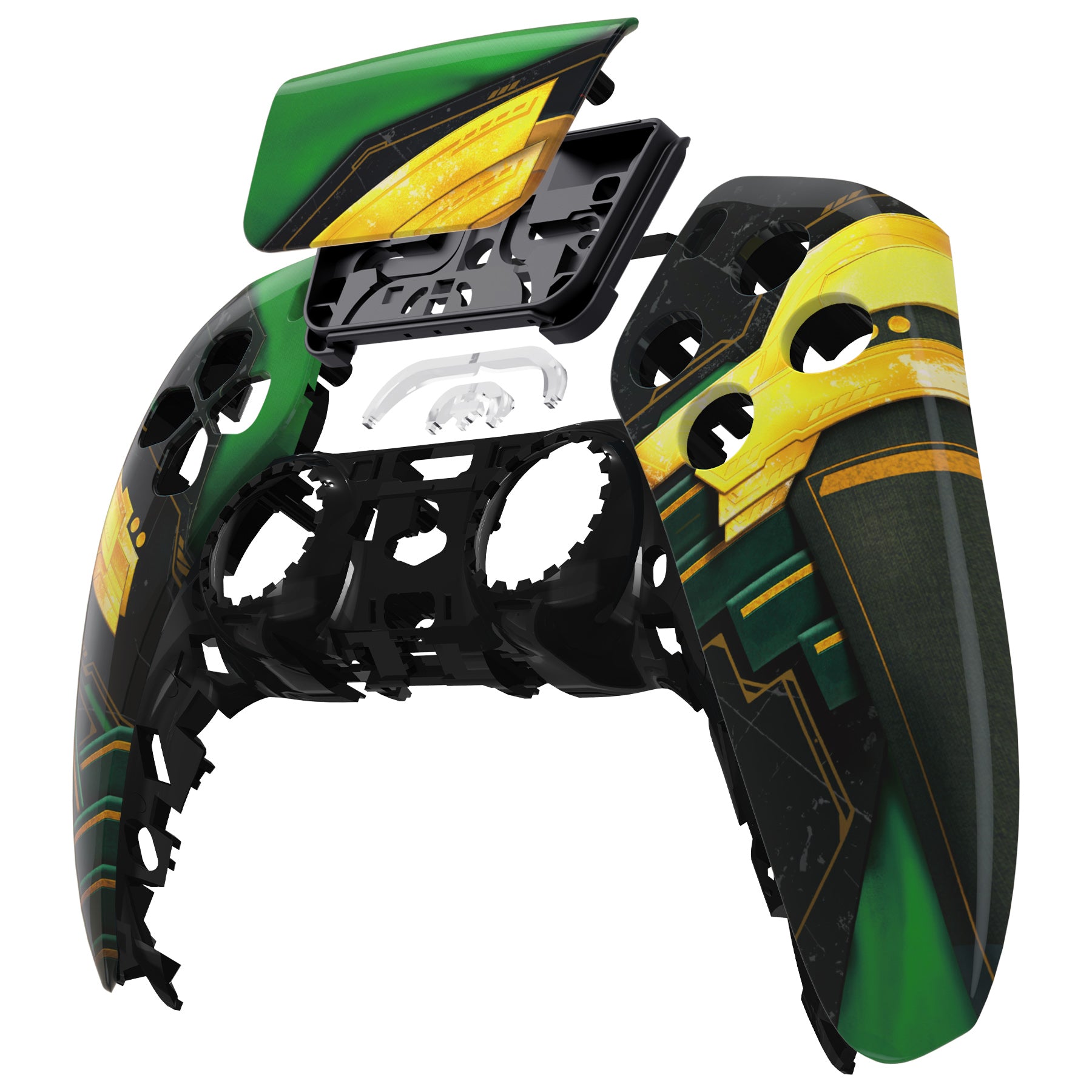 eXtremeRate PS5 Controller Front Housing Shell Replacement with Touchpad - Compatible with BDM 010/020/030/040/050 Models - Armor of Ragnarok Design - Perfect for Gaming, Customization & Controller Repair