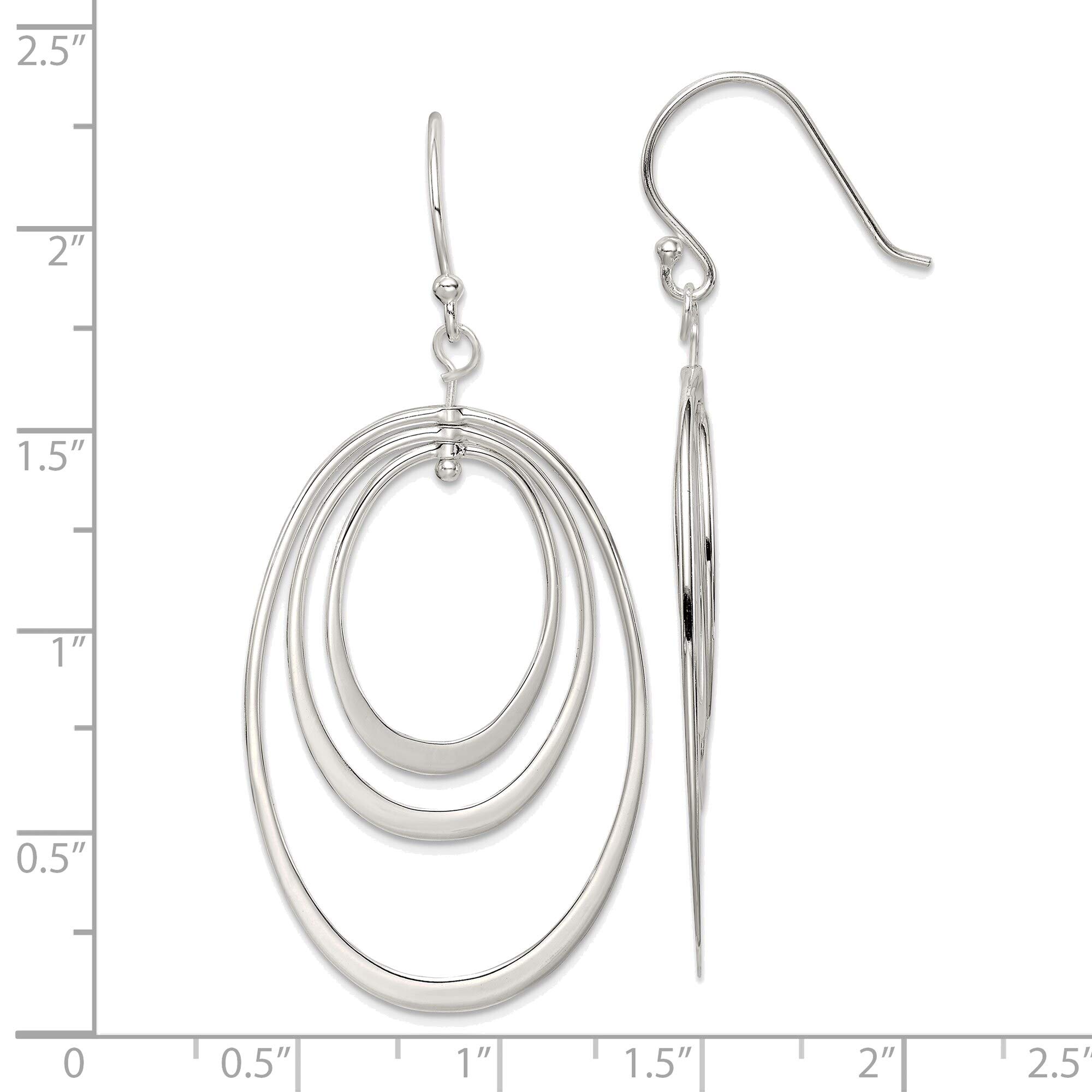 Sterling Silver Triple Oval Dangle Earrings for Women - Elegant Polished Drop Earrings for Party, Wedding & Everyday Wear