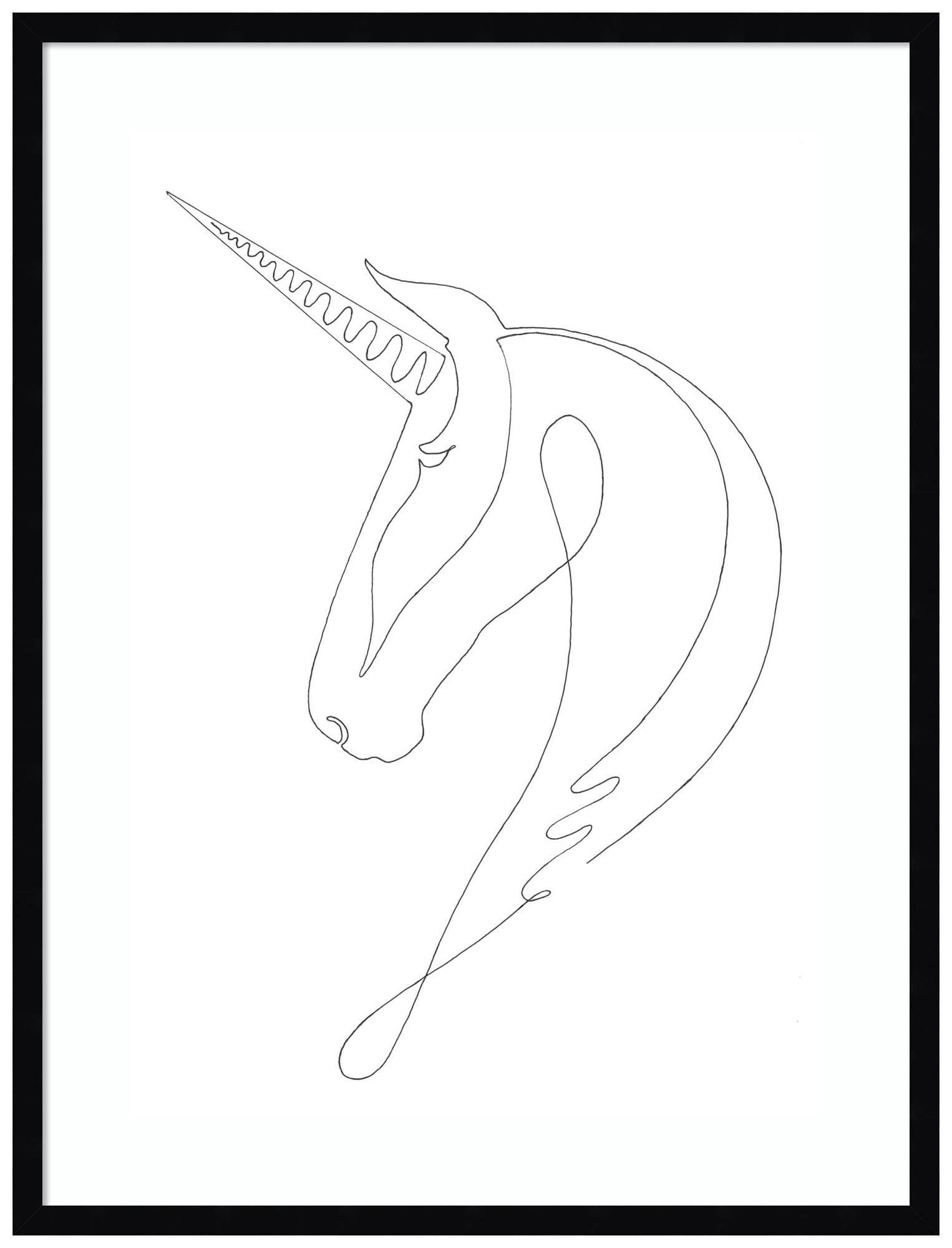 Amanti Art Framed Wall Decor - 33x25 Inch Abstract Unicorn Print by 1x Studio II, Black & White Modern Painting for Home & Office - Perfect for Living Room, Bedroom, Bathroom, Kitchen or Business Spaces