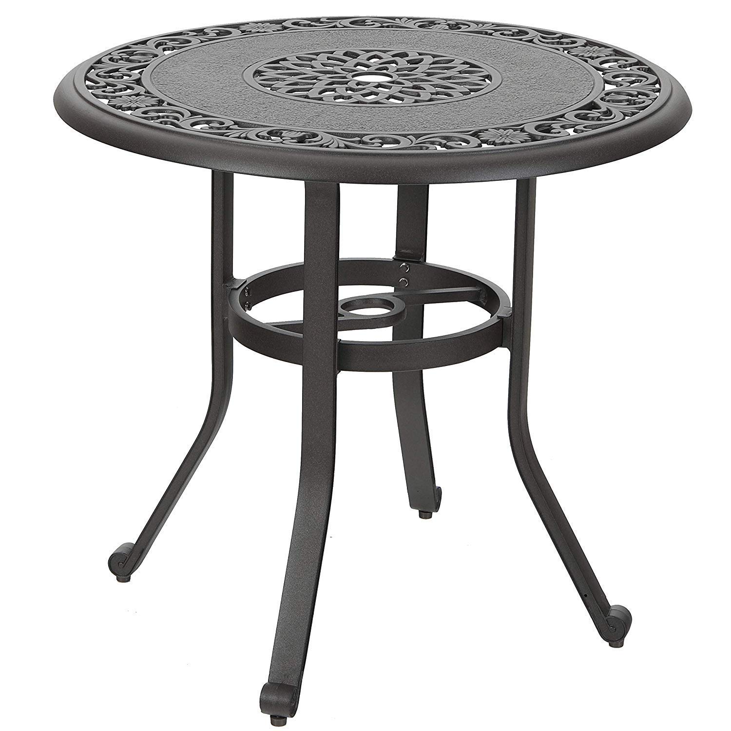 PHI VILLA 32 Inch Round Outdoor Patio Table - Cast Aluminum Bistro Side Table with 1.75