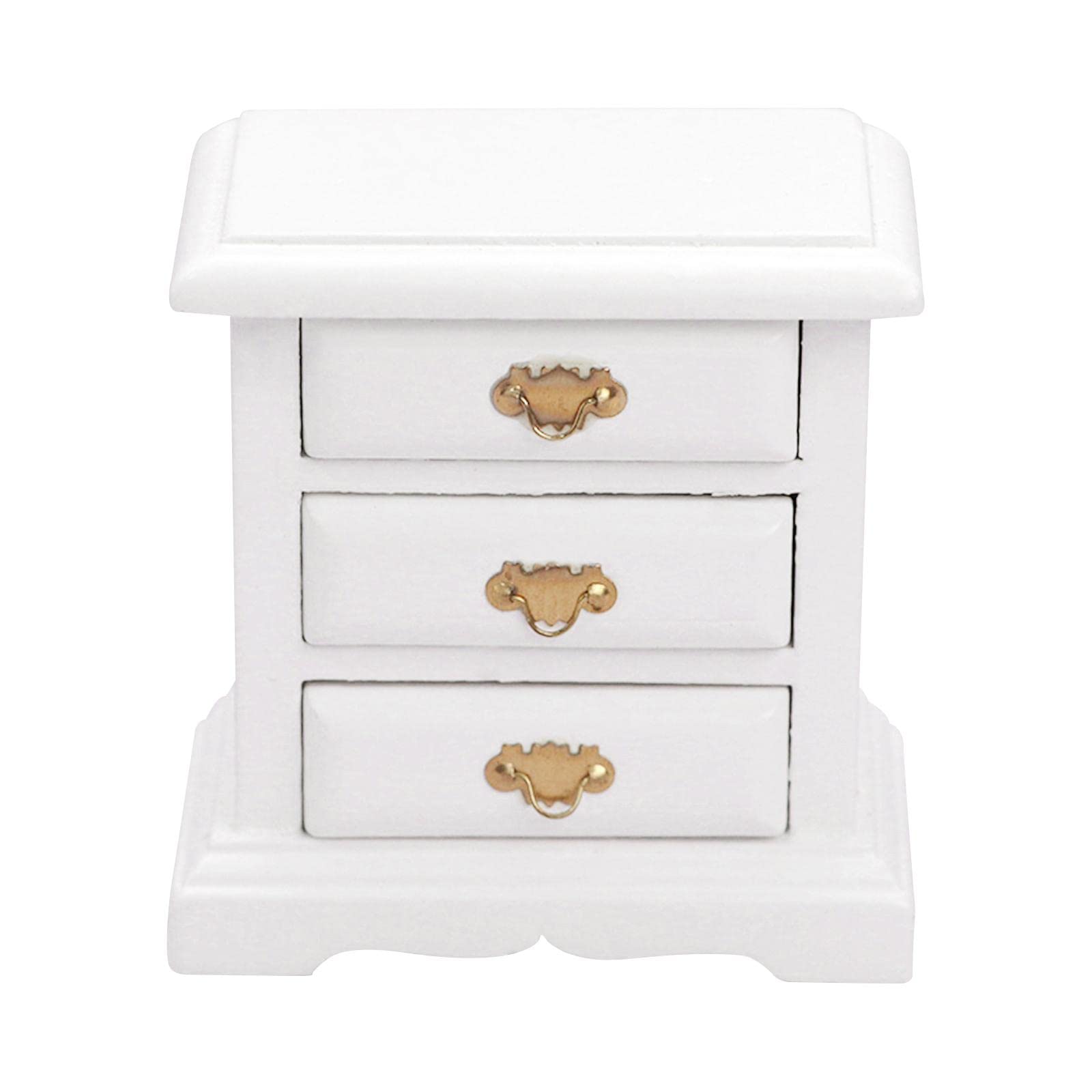Miniature Wooden Bedside Table with Drawer - White Dollhouse Furniture for Bedroom & Living Room Decor - Perfect for Dolls House, Miniature Models & DIY Home Decoration Projects