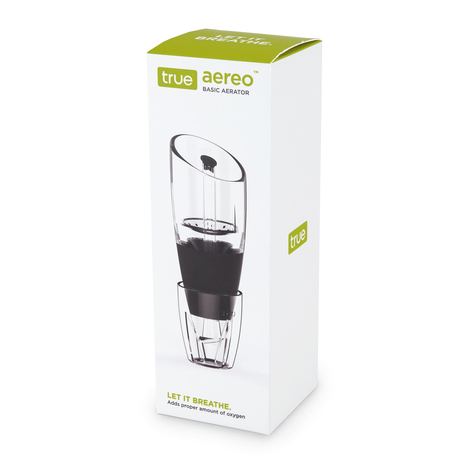 True Aereo Wine Aerator - Premium BPA-Free Plastic Aerator for Standard Wine Bottles with Stand | Dishwasher Safe | Instant Decanting for Enhanced Flavor | Perfect for Dinner Parties & Wine Tasting Events