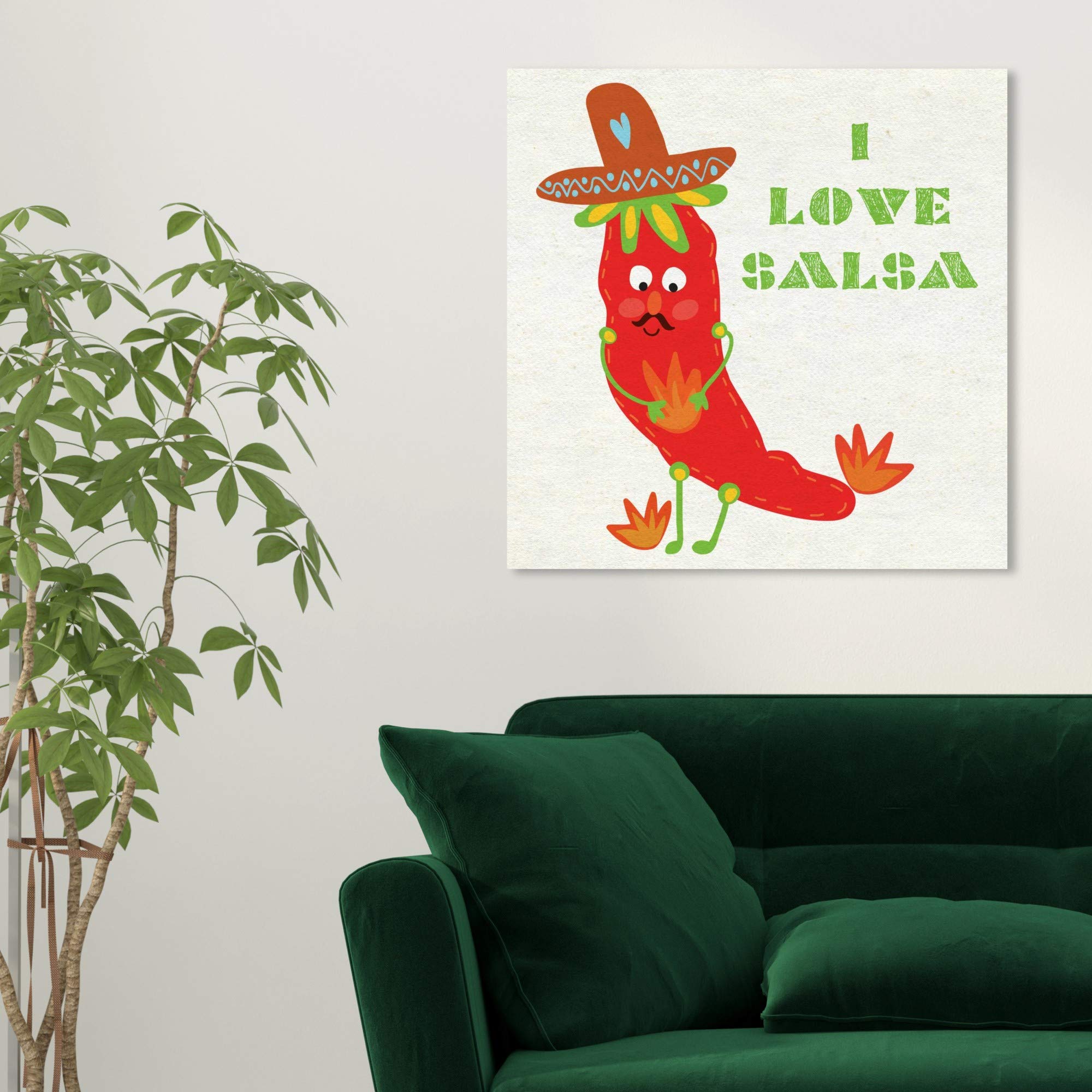 Oliver Gal Artist Co. 'Jalapeno Salsa' Kids Wall Art - 24x24 Inch Red & White Canvas Print with Inspirational Typography for Children's Bedroom & Playroom Decor