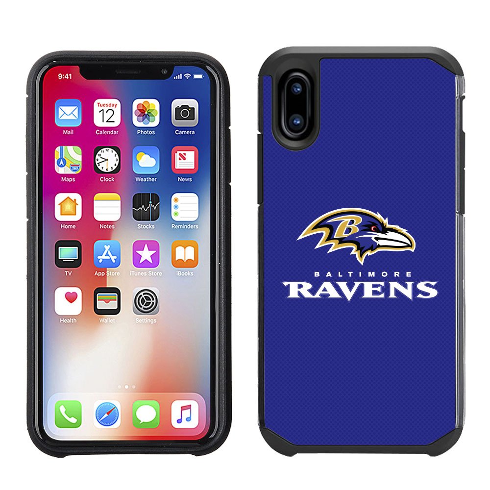 Official Baltimore Ravens NFL Licensed Textured Solid Color Phone Case for Apple iPhone X - Durable Protection for Everyday Use & Game Day Support