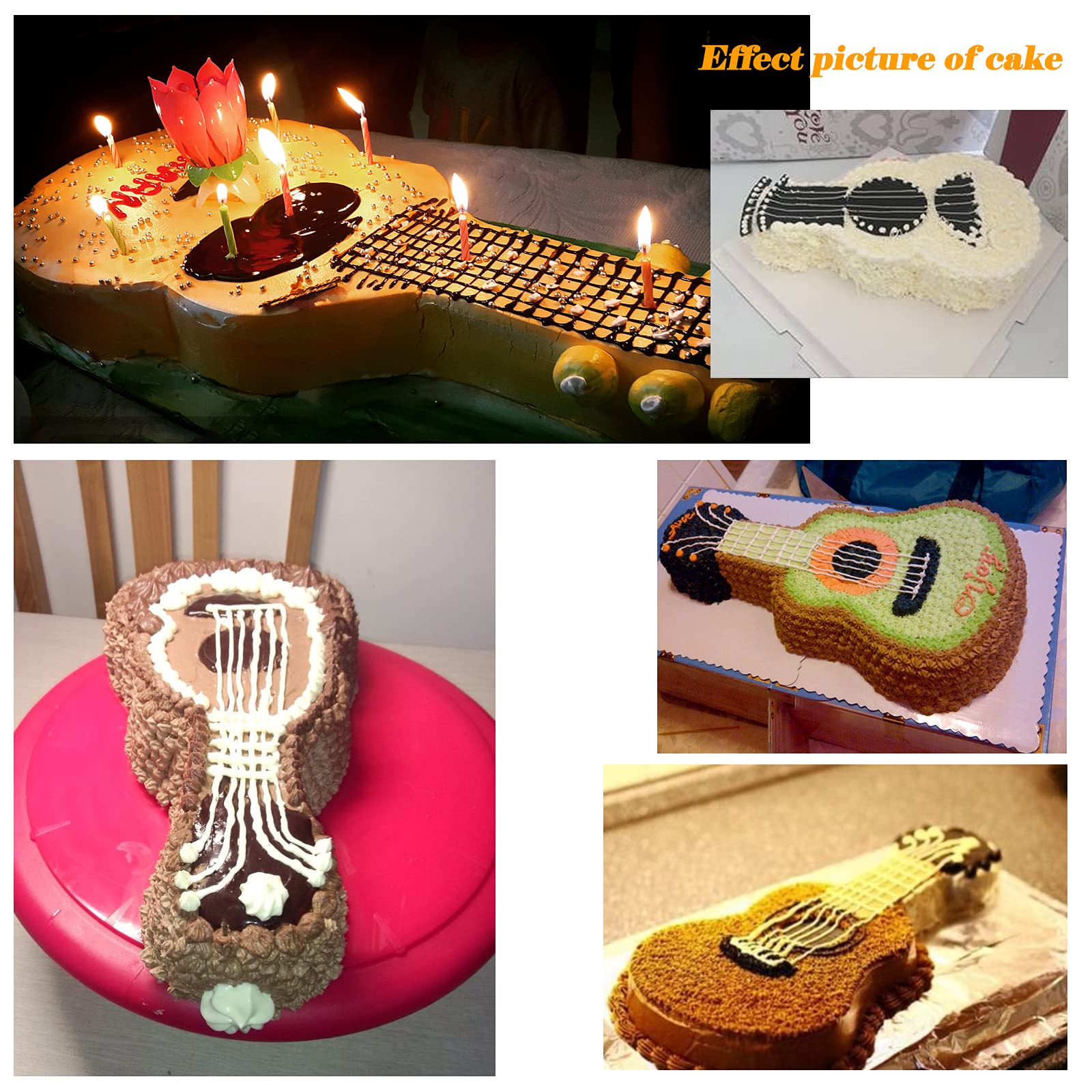 16.5 Inch Aluminum 3D Guitar Shaped Cake Pan - Non-Stick Baking Mold for Birthday Party, Wedding, Music Theme Cakes - Perfect for Guitar Lovers & Bakers