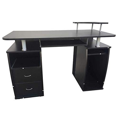 Autokola Black Home Office Computer Desk with Drawers - Durable Melamine Board Workstation for Small Spaces - Fast 3-7 Day Delivery - Perfect for Remote Work & Study Setup