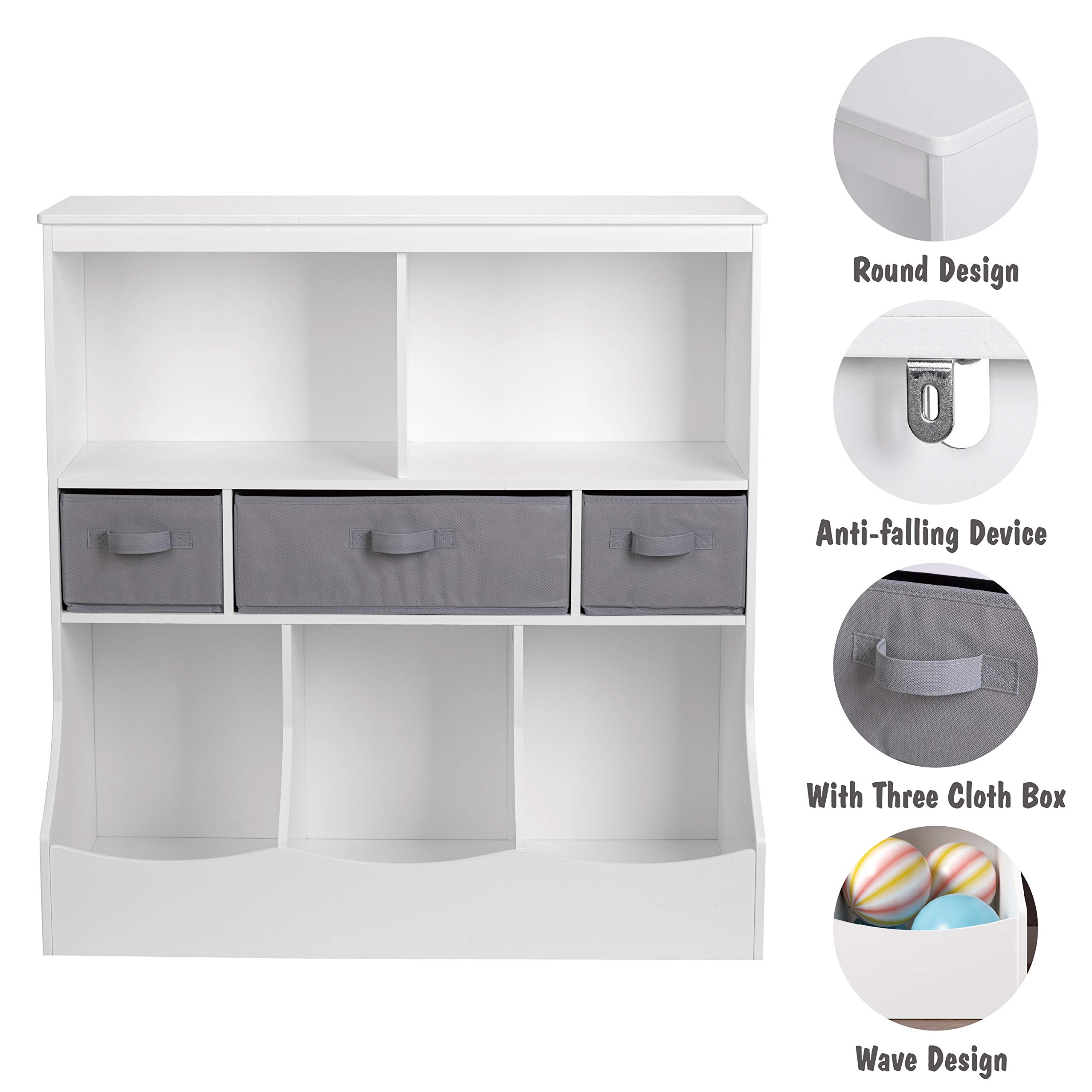 UTEX 8-Cubby Toy Organizer with Baskets - Kids Room Storage for Toys & Books