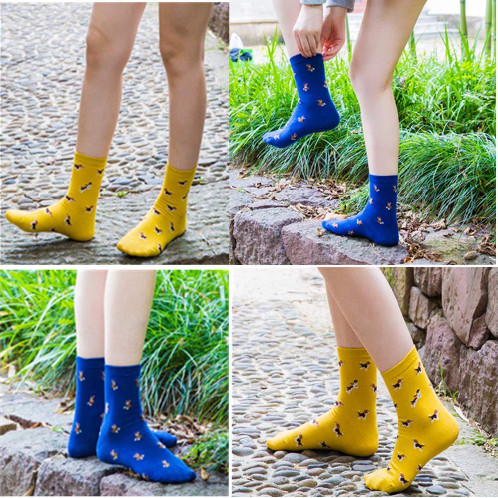 Losa Kute 5 Pairs Cute Patterned Socks - Warm Crew Socks for Women & Men - Soft Cotton Winter Socks for Daily Wear, Gifts, and Cold Weather