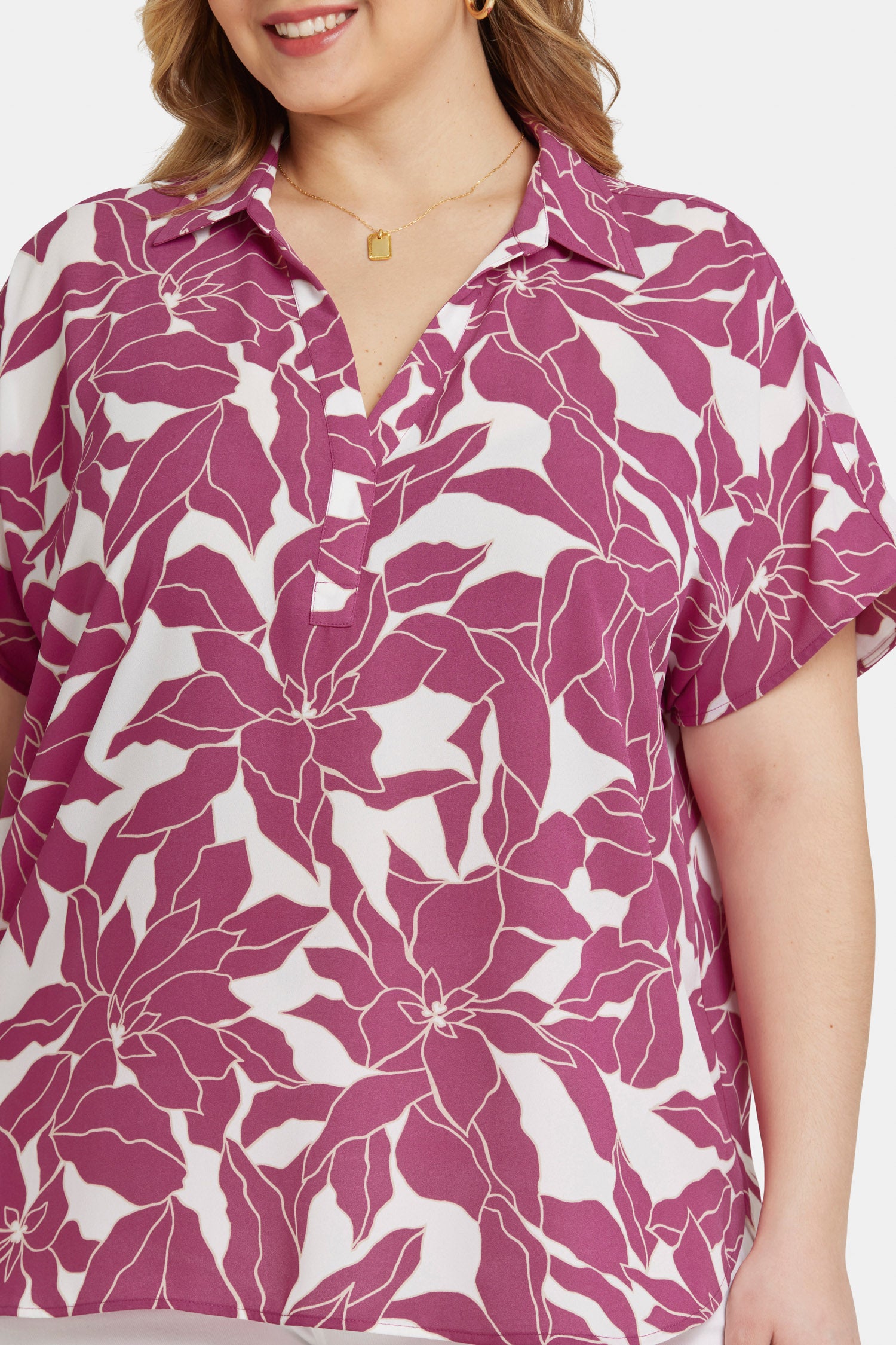 Becky Plus Size Short Sleeve Blouse - Flattering Women's Casual Top for Work & Everyday Wear | Adonia