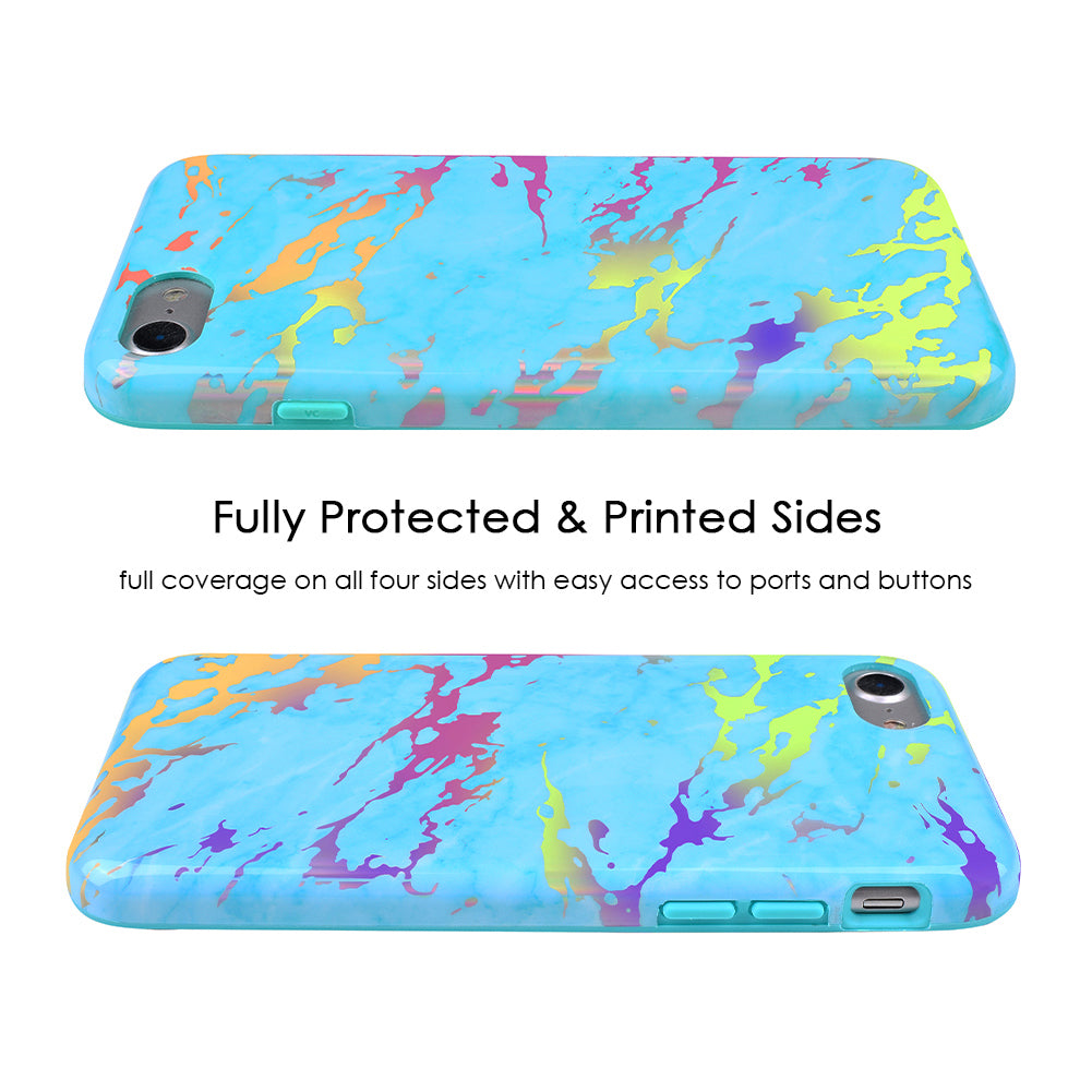 Blue Marble Holo Chrome iPhone Case - Shatterproof Protective Cover for iPhone 12/13/14/15 Pro Max - Trendy Glitter Reflective Design for Daily Use & Night Out