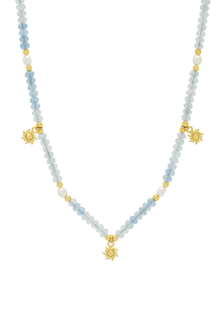 Pearl Gemstone Sun Necklace - Elegant Bohemian Jewelry for Women | Perfect for Beach Vacations, Summer Outfits & Boho Fashion