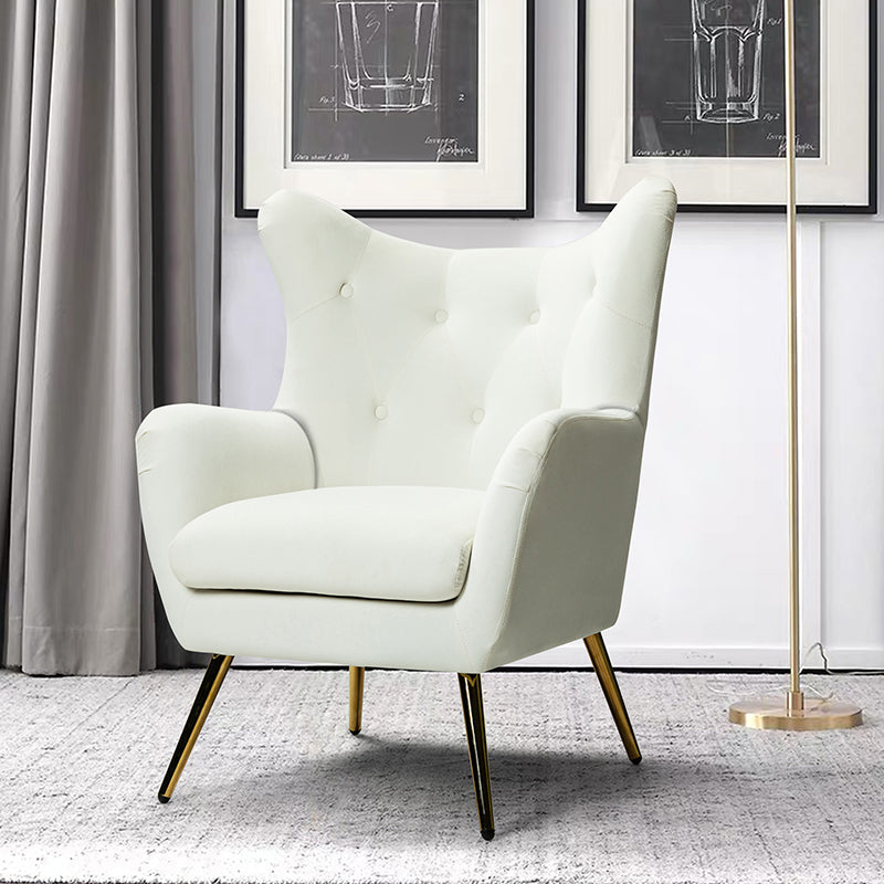 Luxury Isabelle Wingback Velvet Upholstered Armchair - High Back Accent Chair with Sturdy Metal Legs for Living Room, Bedroom & Office Decor