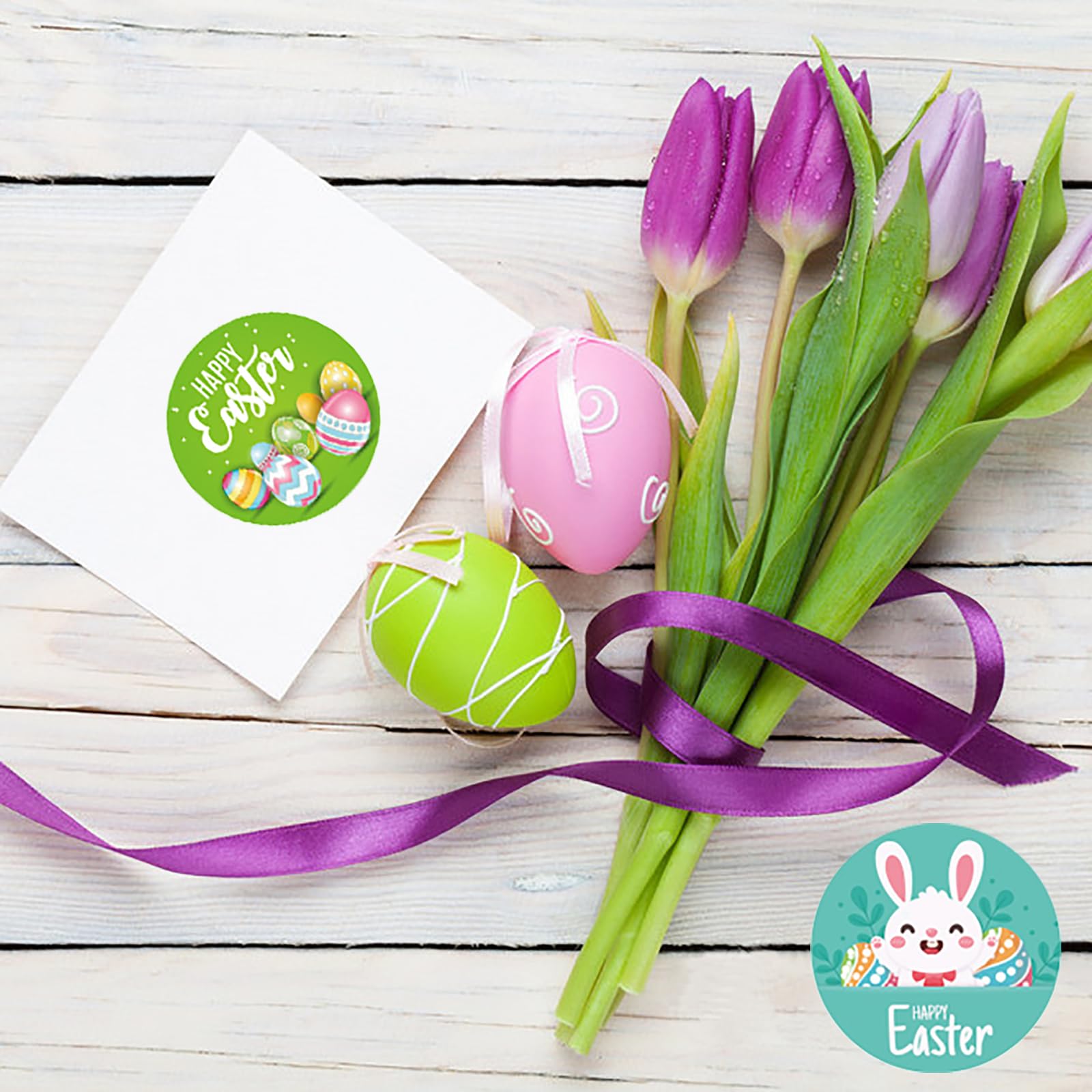 500 Pcs Easter Stickers - 1.5 Inch Bunny & Egg Stickers for Kids, Easter Party Supplies, Gift Decorations - Perfect for DIY Crafts, Scrapbooking, Easter Egg Hunts & Classroom Activities