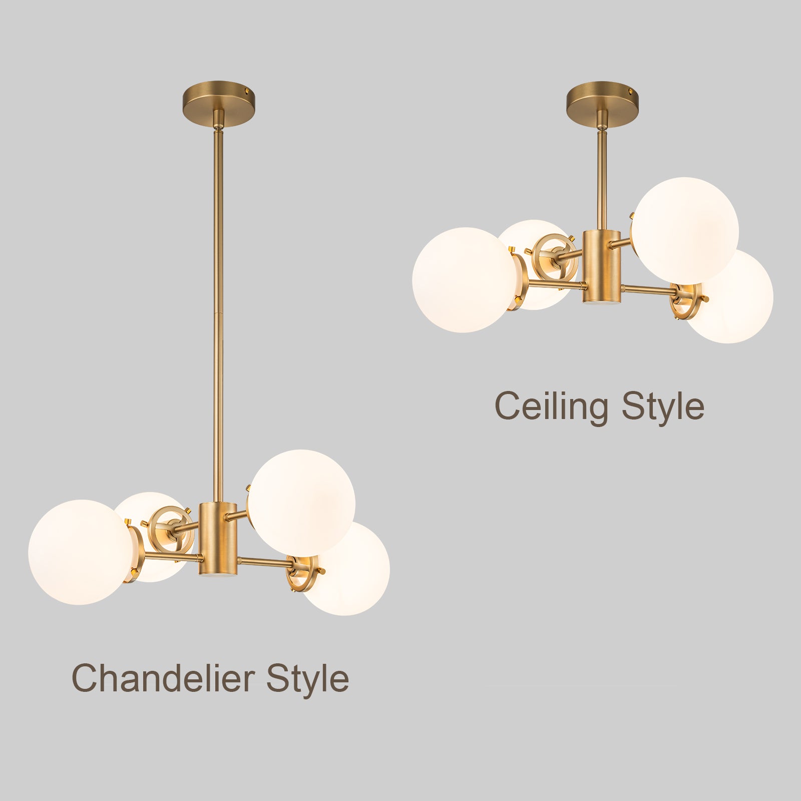 Glowlings 4-Light Modern Opal Glass Sputnik Chandelier - Stylish Ceiling Lighting Fixture for Living Room, Dining Room, Bedroom & Office Decor