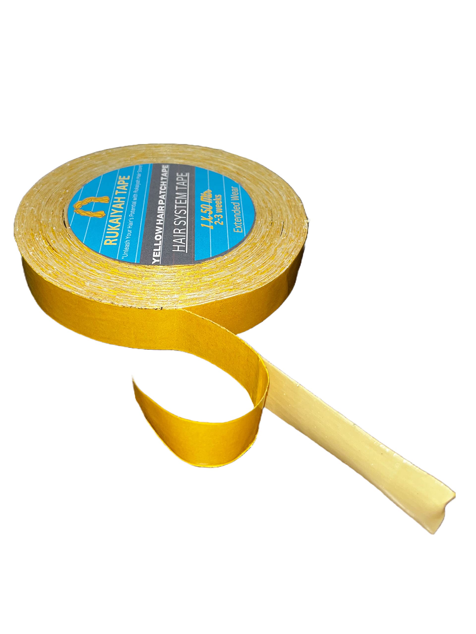 Rukaiyah 45M Strong Hold Yellow Double-Sided Waterproof Tape for Hair Patch & Toupees - Ultra-Strong Adhesive Lasts 1 Week, Scalp-Friendly & Comfortable - Perfect for Daily Use, Cosplay, Weddings & Special Events