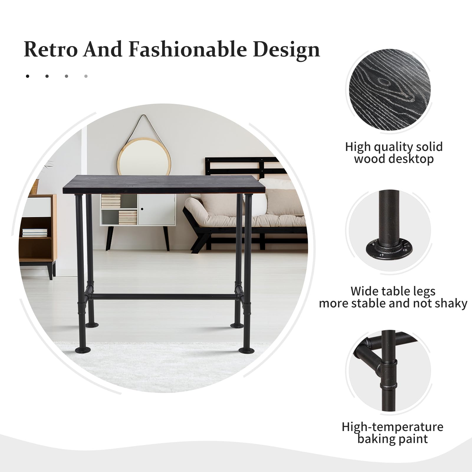 Industrial Pipe Dining Table - 47.3