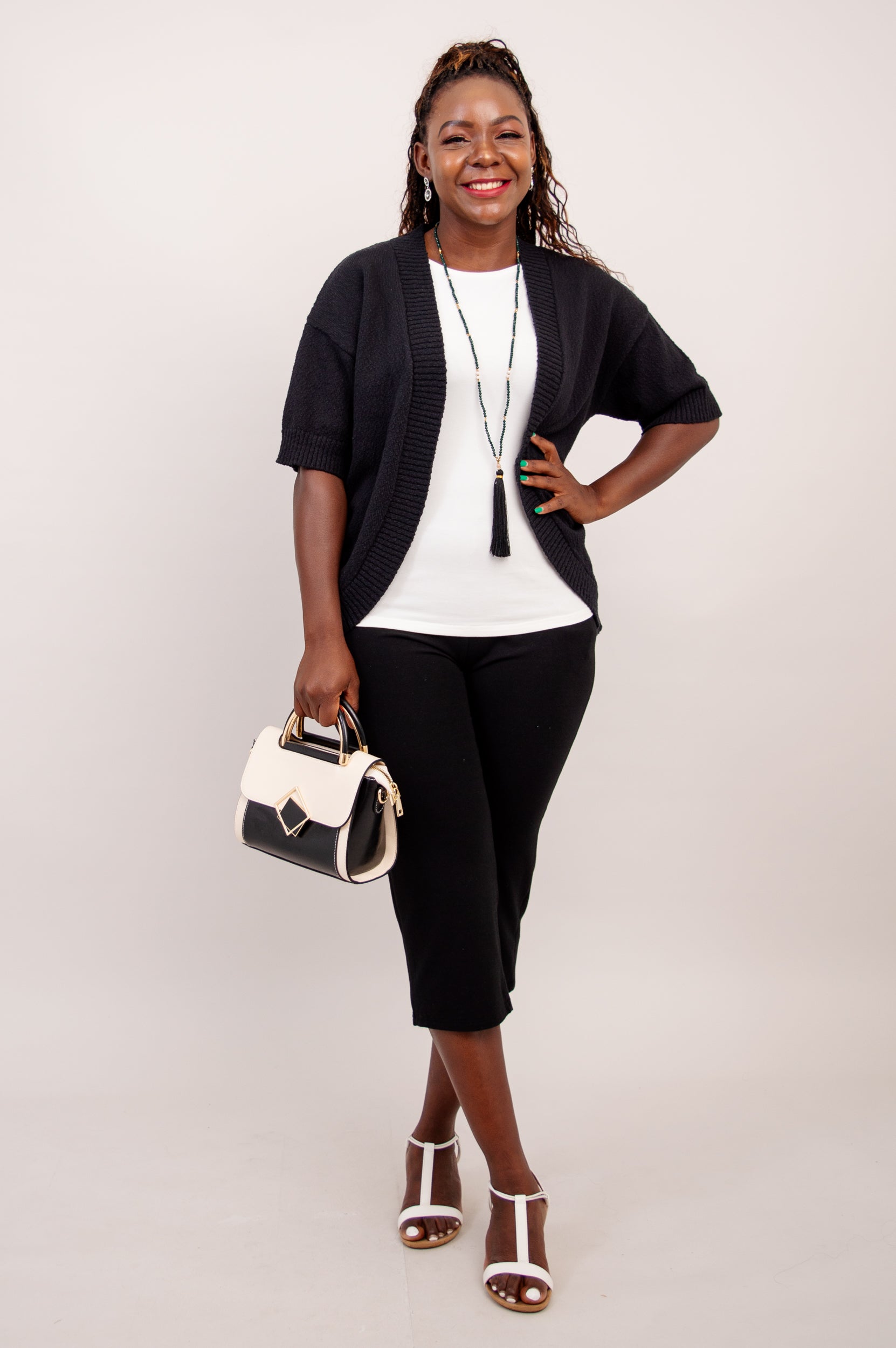 Jana Cardigan Sweater for Women - Soft Cotton Knitwear in Black - Perfect for Casual Outfits & Layering in Fall & Winter