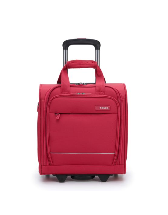 Tosca AIR5055 Underseat Trolley Carry-On Luggage - Compact Red Cabin Suitcase for Air Travel | Perfect for Business Trips & Weekend Getaways