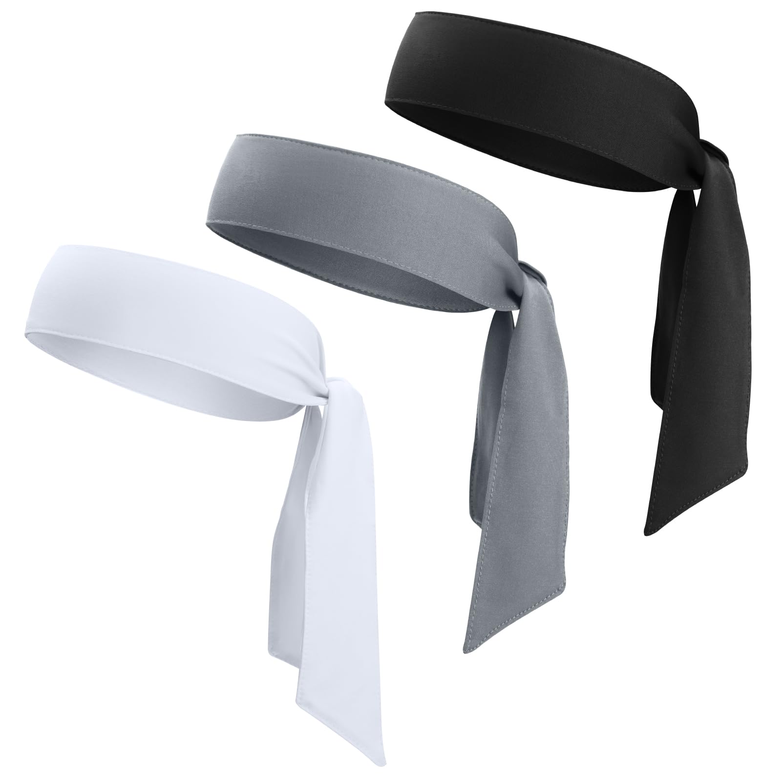 3 Pack Adjustable Head Ties & Sweatbands for Men & Women - Breathable Workout Headbands for Basketball, Running, Tennis, Karate & Athletics - Perfect for Sports, Fitness & Active Lifestyles