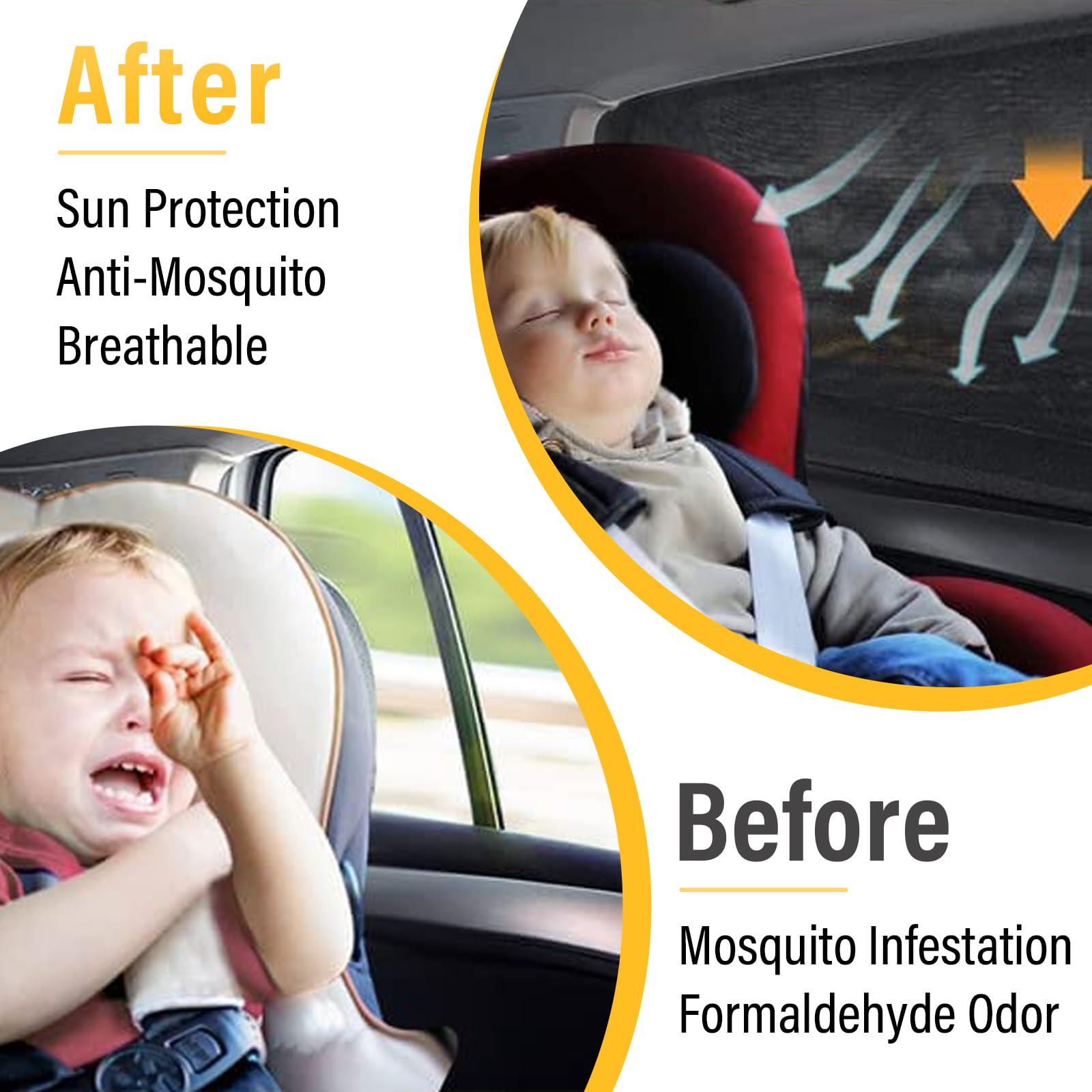 Kewucn 4 Pack Car Window Shades - Sun Blocking & UV Protection for Baby, Family & Pets | Breathable Mesh Auto Window Covers | Universal Fit for Most Cars & SUVs (Front & Back Windows) | Perfect for Road Trips, Baby Naps & Pet Safety
