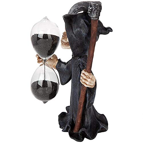 Design Toscano Grim Reaper Sand Timer Hourglass Statue - Gothic Home Decor for Halloween, Office Desk & Dark Academia Aesthetic