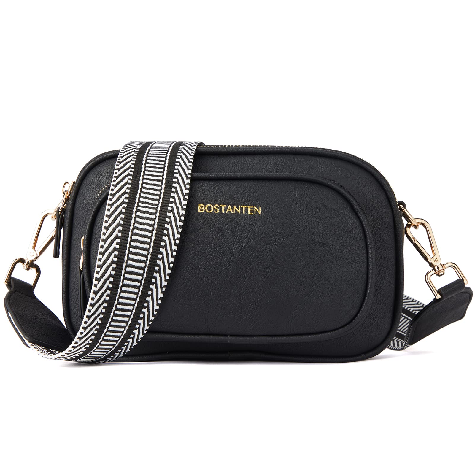BOSTANTEN Women's Vegan Leather Crossbody Bag with Adjustable Wide Strap - Stylish Shoulder Purse for Work, Travel & Everyday Use