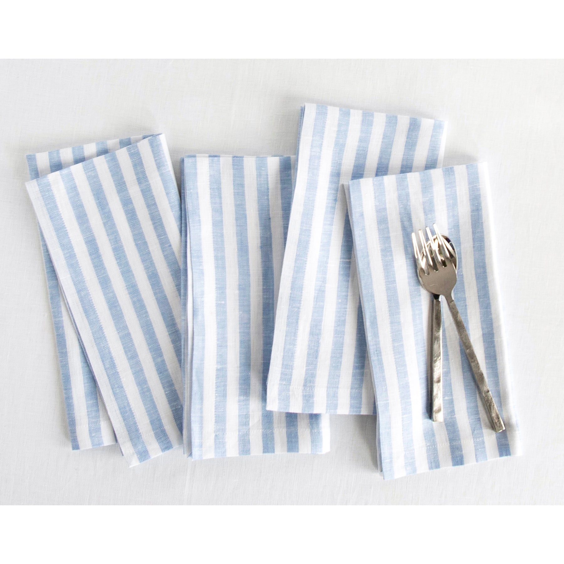 Sky Blue and White Amalfi Stripe