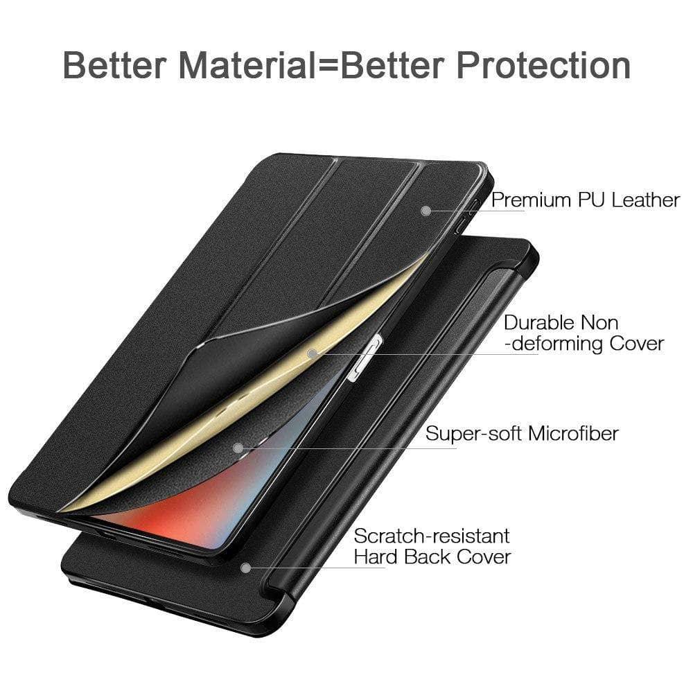 Magnetic Flip iPad Pro 12.9 Case (2018 Model) - Ultra Slim Transparent Back Tri-Fold Smart Cover for Protection & Stand - Perfect for Work, Travel & Home Use