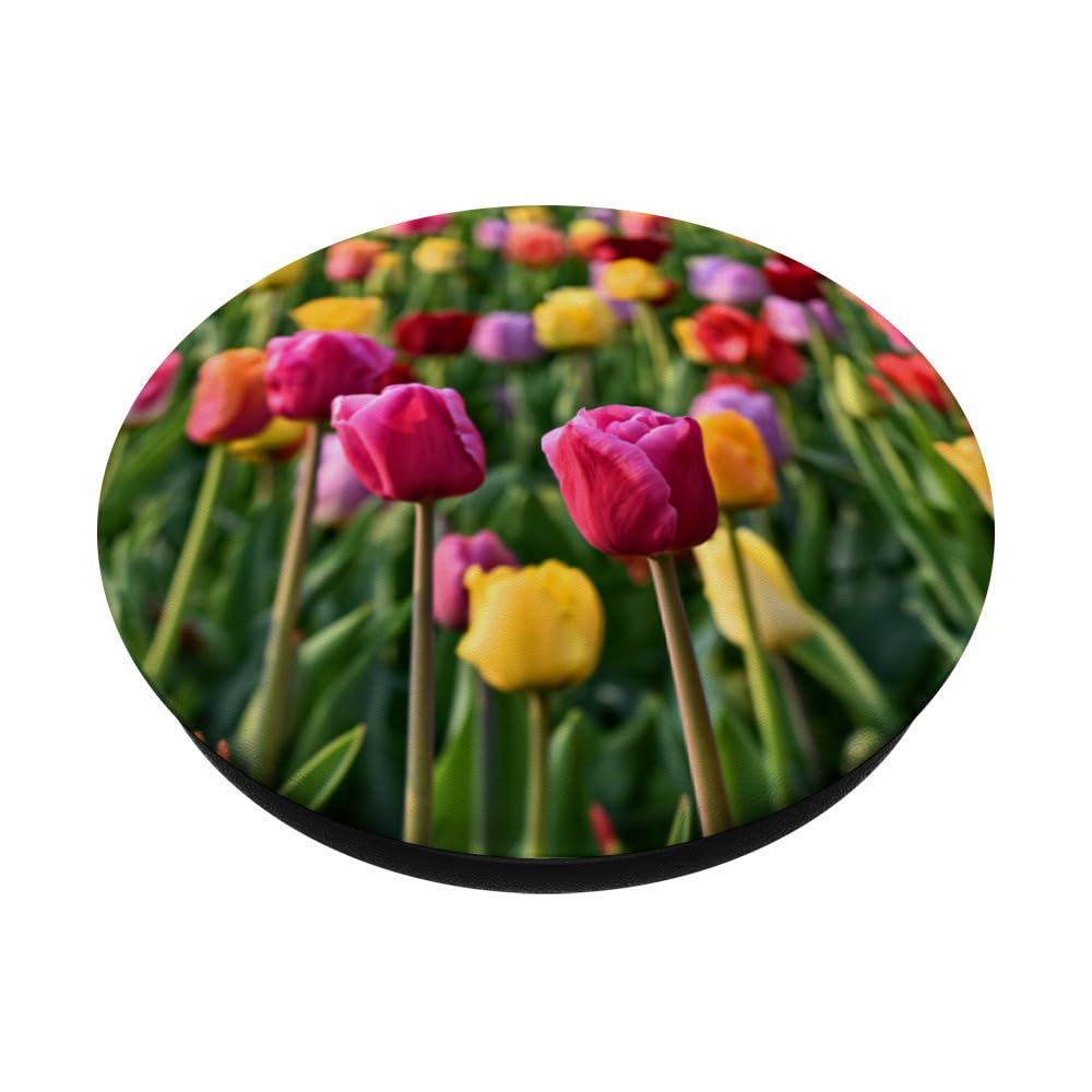 Tulip Flower Design PopSockets PopGrip - Reusable Phone Grip & Stand for iPhone, Samsung, Smartphones - Perfect for Selfies, Video Calls, and Secure Phone Handling