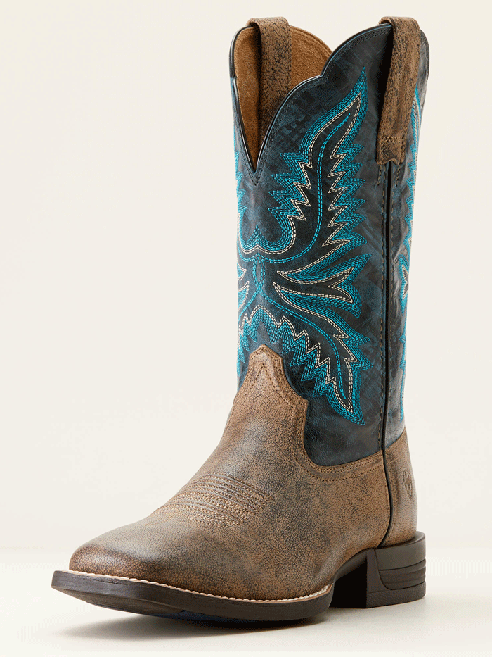 Ariat Men's Brush Creek Cowboy Boots - Stone Brown - Western Style Leather Work Boots for Riding, Ranch Work & Outdoor Activities