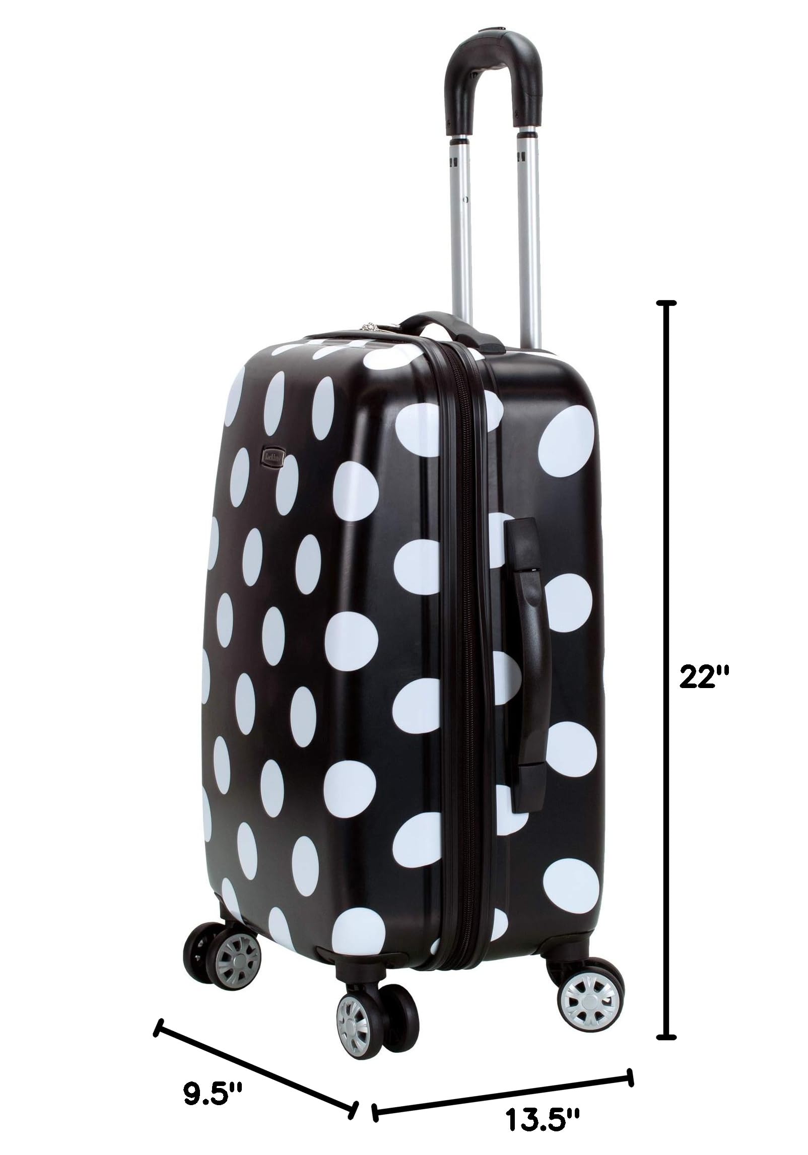 Rockland Laguna Beach Hardside Spinner Wheel Luggage Set - 3-Piece (22/24/28 Inch) Black Dot Design, Lightweight Durable Suitcase for Travel, Business Trips & Vacations