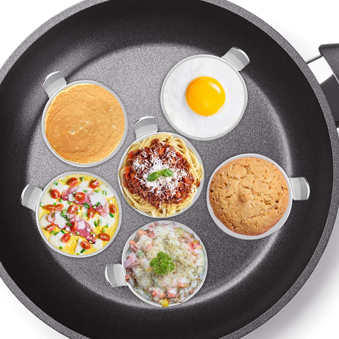 4/6 Pack Stainless Steel Egg Rings - 3 Inch Non-Stick Egg Molds for Perfect Fried Eggs, Pancakes, Sandwiches & Burgers - Ideal Breakfast Cooking Tools for Griddle & Kitchen Use