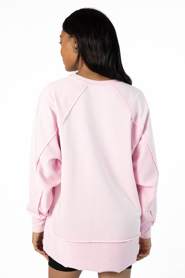 Give It Your All Light Pink Oversized Crew Neck Sweatshirt | Women's Casual Loungewear | Cozy Pullover for Fall & Winter | Perfect for Relaxing at Home or Running Errands | FINAL SALE
