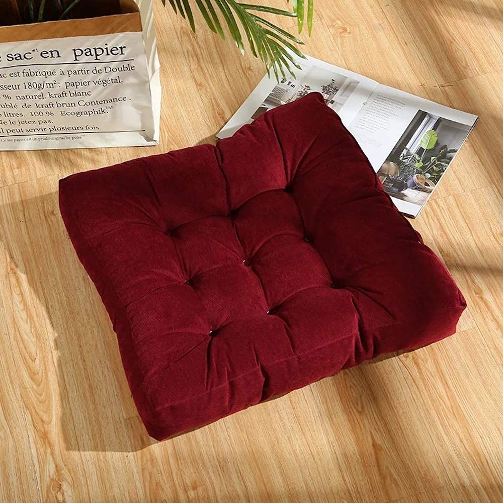 ZCYXQR Square Meditation Floor Pillow - Thick Tufted Seat Cushion for Yoga, Meditation & Floor Seating - Durable Living Room Cushion for Sofa, Swing Chair & Home Decor (20x20 Inches) - Perfect for Relaxation, Reading & Cozy Home Atmosphere