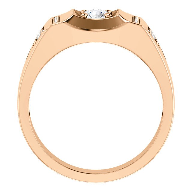 14KT Gold Men's Diamond Accent Ring - 1/2 CTW Round Cut Solitaire Ring for Wedding, Anniversary & Special Occasions