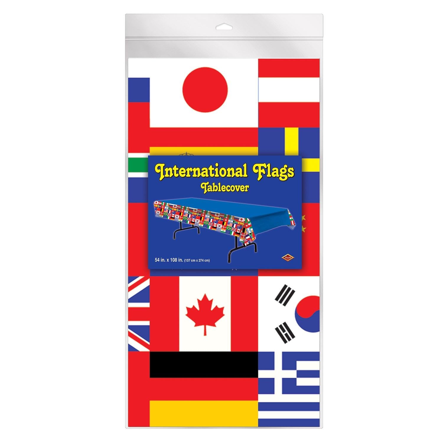 12 Pack Beistle International Flag Party Table Cover - Patriotic Decor for 4th of July, Independence Day & National Celebrations - Perfect for Outdoor BBQs, Picnics & Festive Gatherings