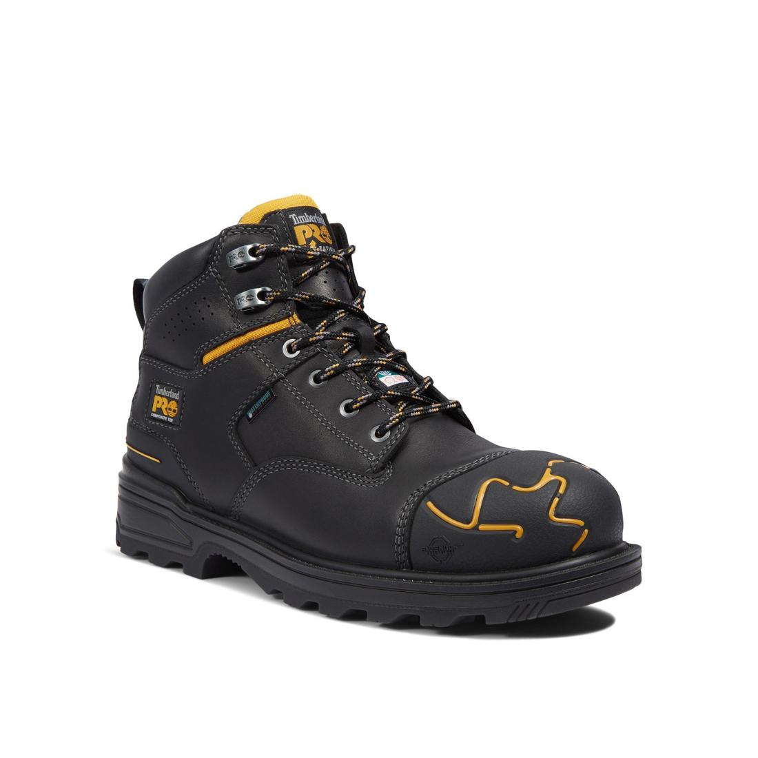 Magnitude 6 Inch Composite Toe Waterproof Work Boots for Men - Black Safety Shoes for Construction, Warehouse & Outdoor Work