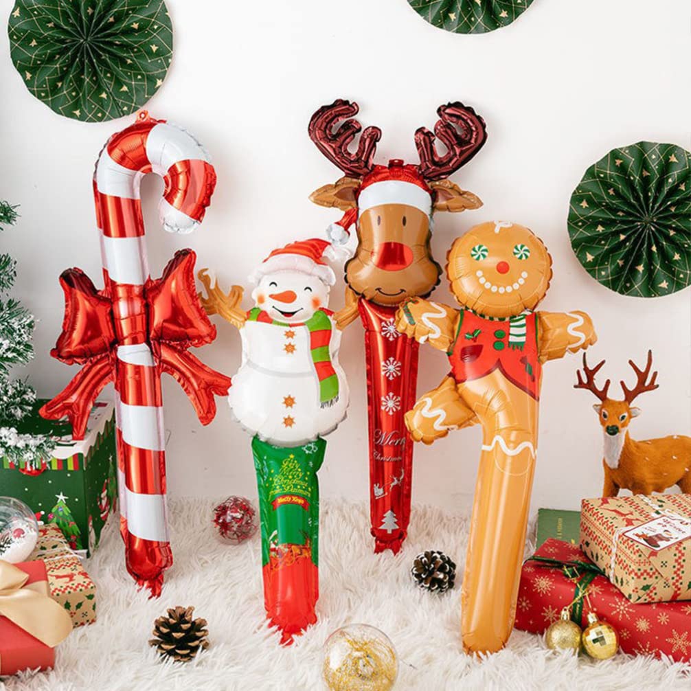 20pcs Inflatable Candy Cane Balloons - Christmas Decorations for Home, Party & Holiday Decor - Durable Aluminum Film Thunder Stick Balloons - Perfect for Xmas Tree Decor, Gift Wrapping & Festive Celebrations