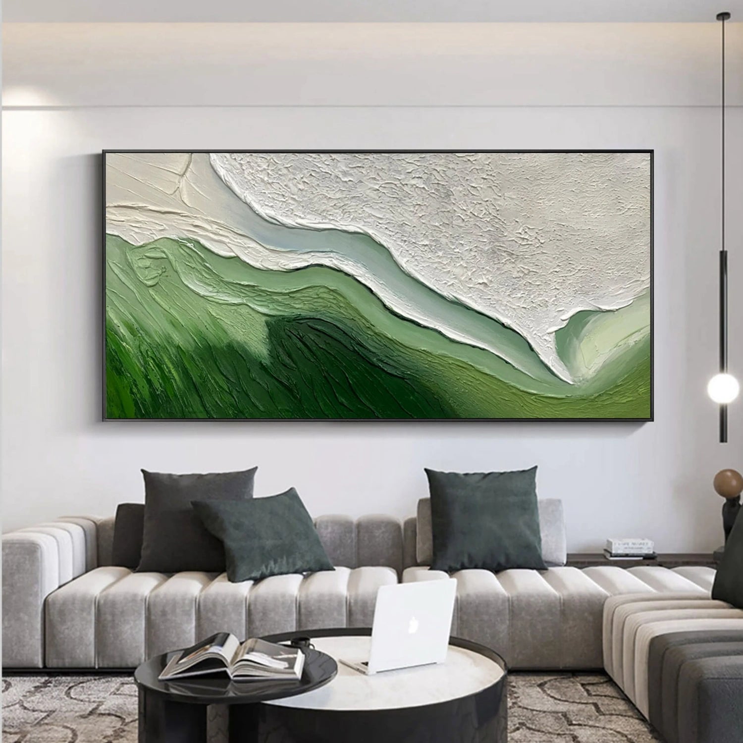 Blue & Green Abstract Wall Art Canvas Print #BG099 - Modern Home Decor for Living Room, Bedroom & Office