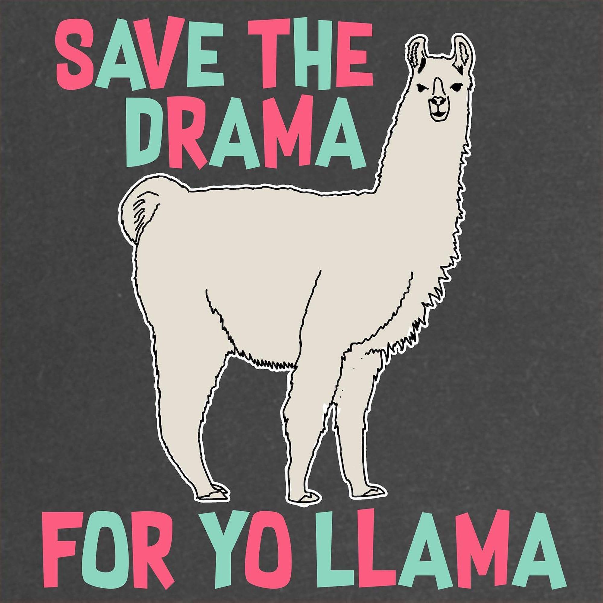 Save The Drama for Yo Llama Maternity T-Shirt - Women's Ruched Side Dark Tee for Pregnancy Comfort | Perfect for Casual Wear, Baby Showers & Maternity Photos