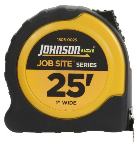 Johnson Level & Tool 1805-0025 25-Foot Power Tape Measure - Heavy Duty Black/Yellow Construction Tape - Perfect for Job Sites, DIY Projects & Home Renovations