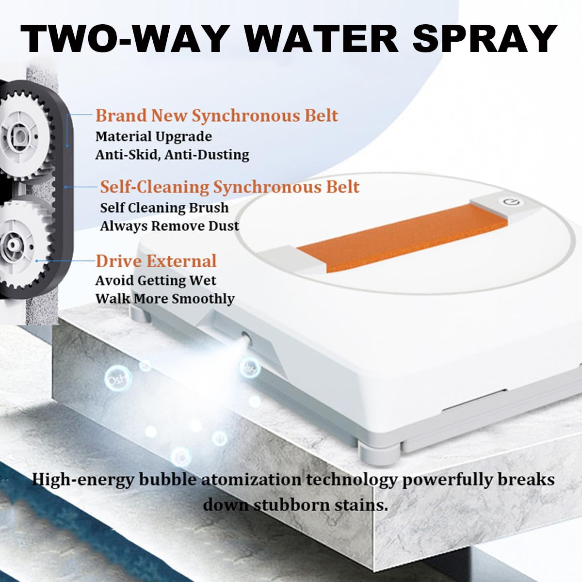 Smart Window Cleaning Robot with Dual Cross Water Spray & 2500Pa Suction - 50ML Tank, Edge Detection, App Control - Perfect for High-Rise Windows, Glass Doors & Skylights