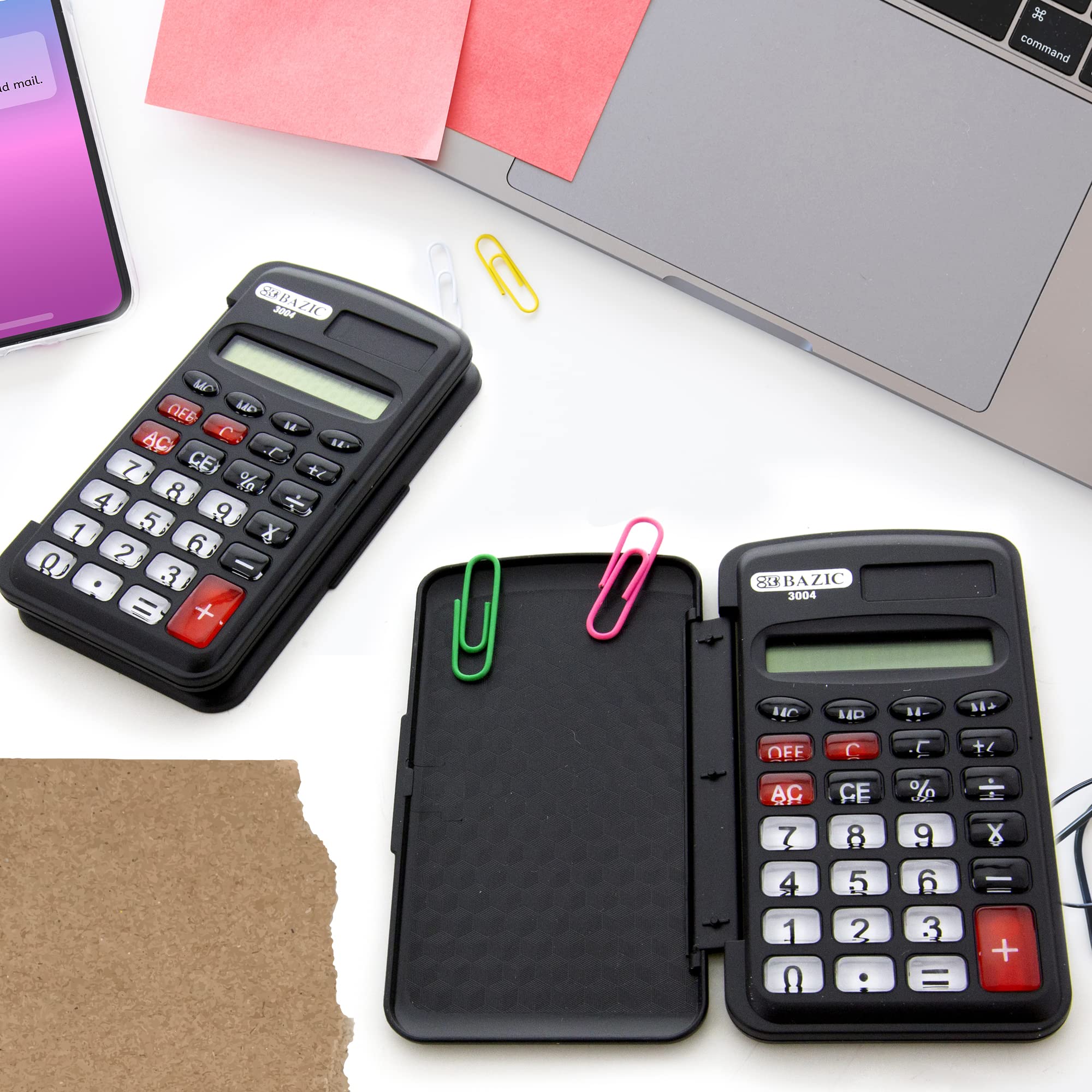BAZIC 8-Digit Pocket Calculator with Flip Cover & LCD Display - Compact Standard Function Calculator for School, Office, Business, Finance - Bulk 144-Pack (Black) - Perfect for Accounting, Budgeting, and Everyday Math Calculations
