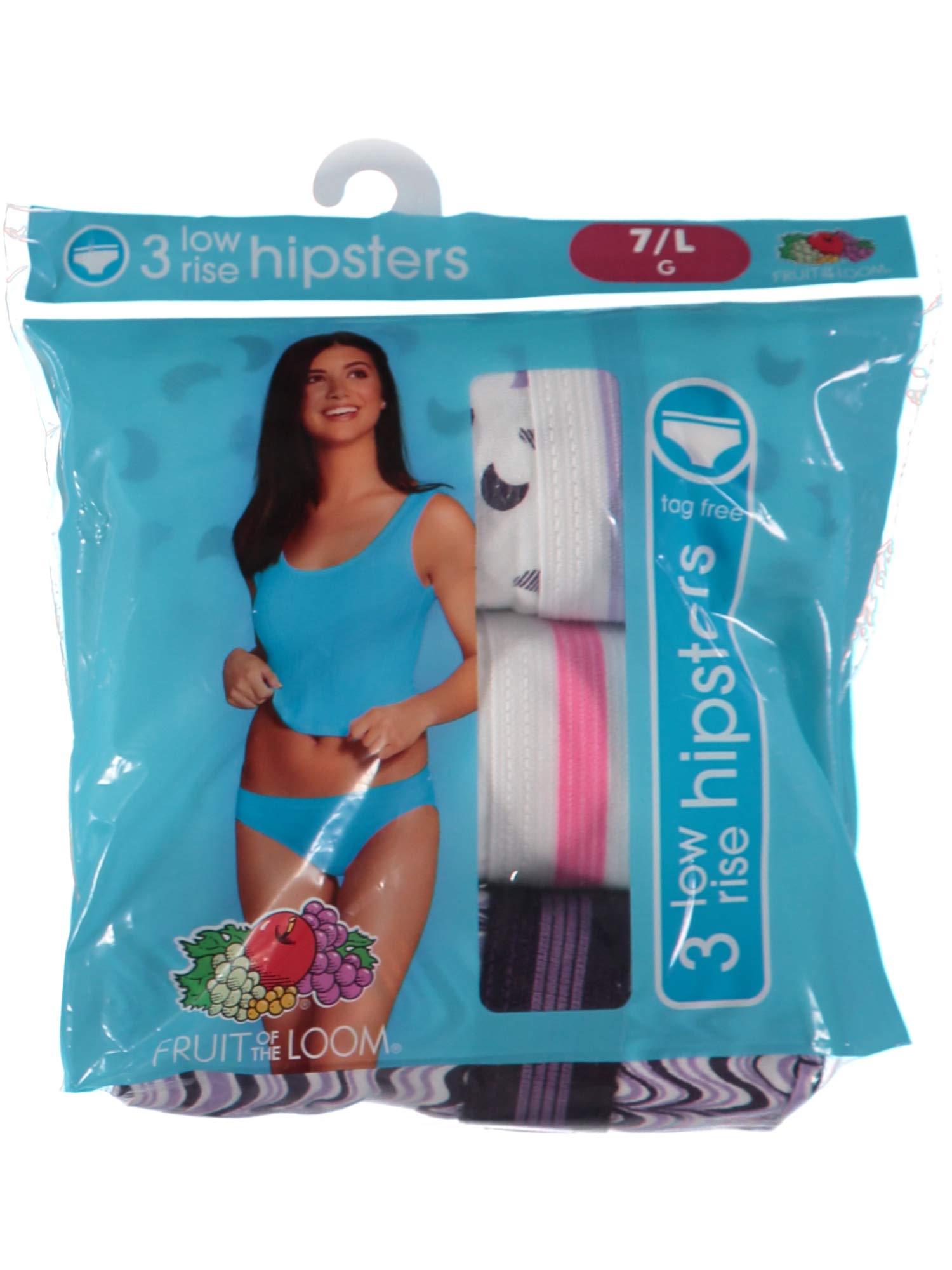 Fruit of the Loom Women's 3 Pack Cotton Low-Rise Hipster Panties - Soft Breathable Underwear for Everyday Comfort & Lounge Wear